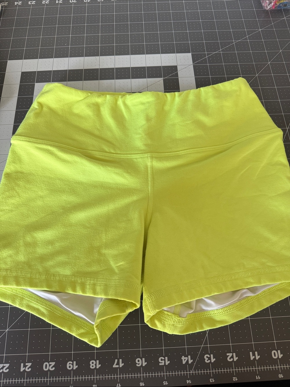 Fleo Neon Yellow High-Waist Bike Shorts